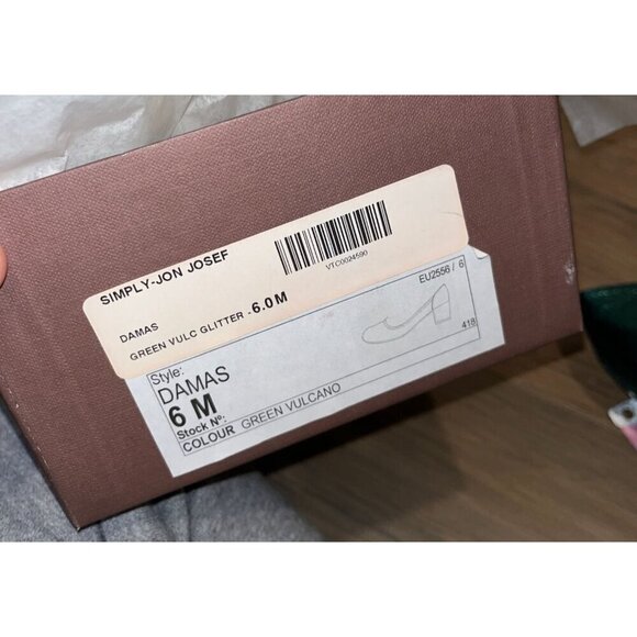 NWT Anthropologie Jon Josef Damas  Green Vulcano Metalllic  Leather Heels Size 6 - Picture 8 of 8